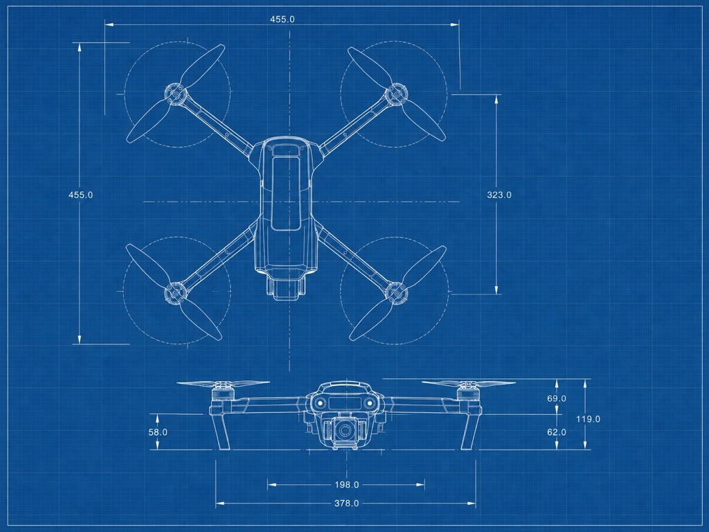 /blueprint &mdash; Blue technical plan with lines, dimensions and annotations