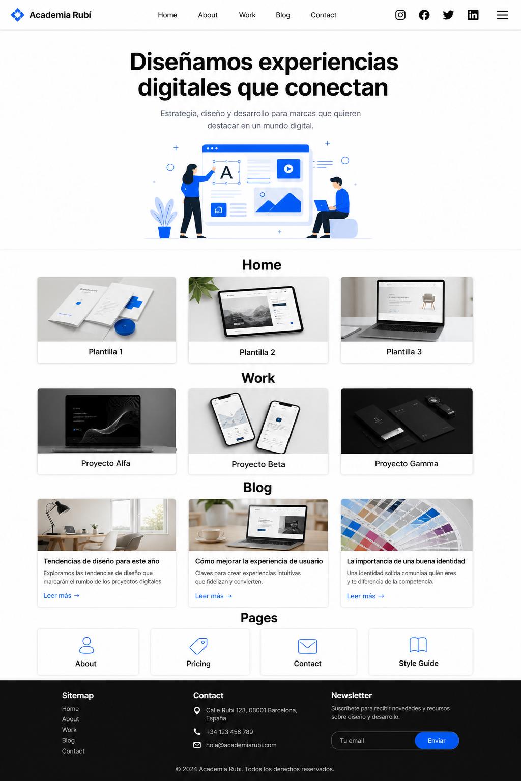 Academia Rubí — vista previa del theme