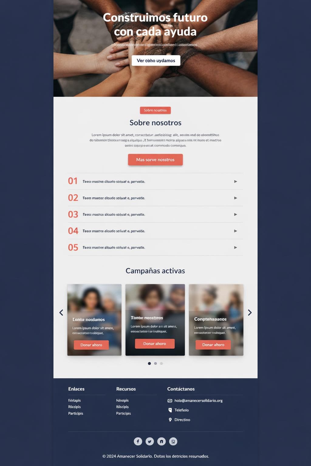 Amanecer Solidario — vista previa del theme