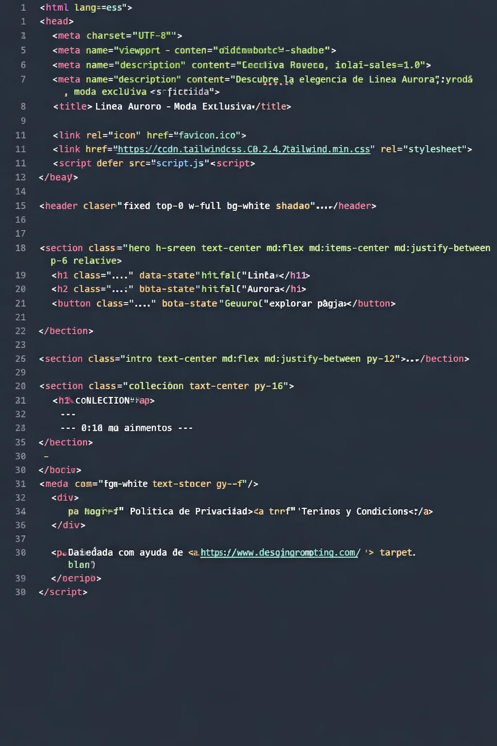 Línea Aurora — vista previa del theme
