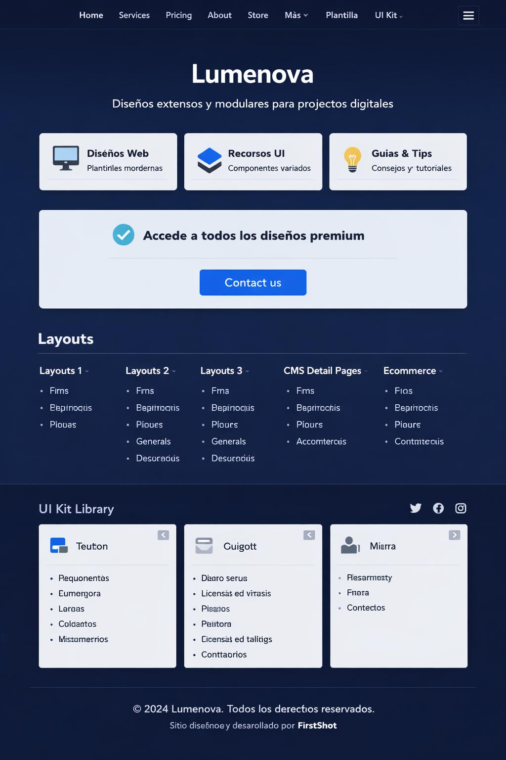 Lumenova — vista previa del theme