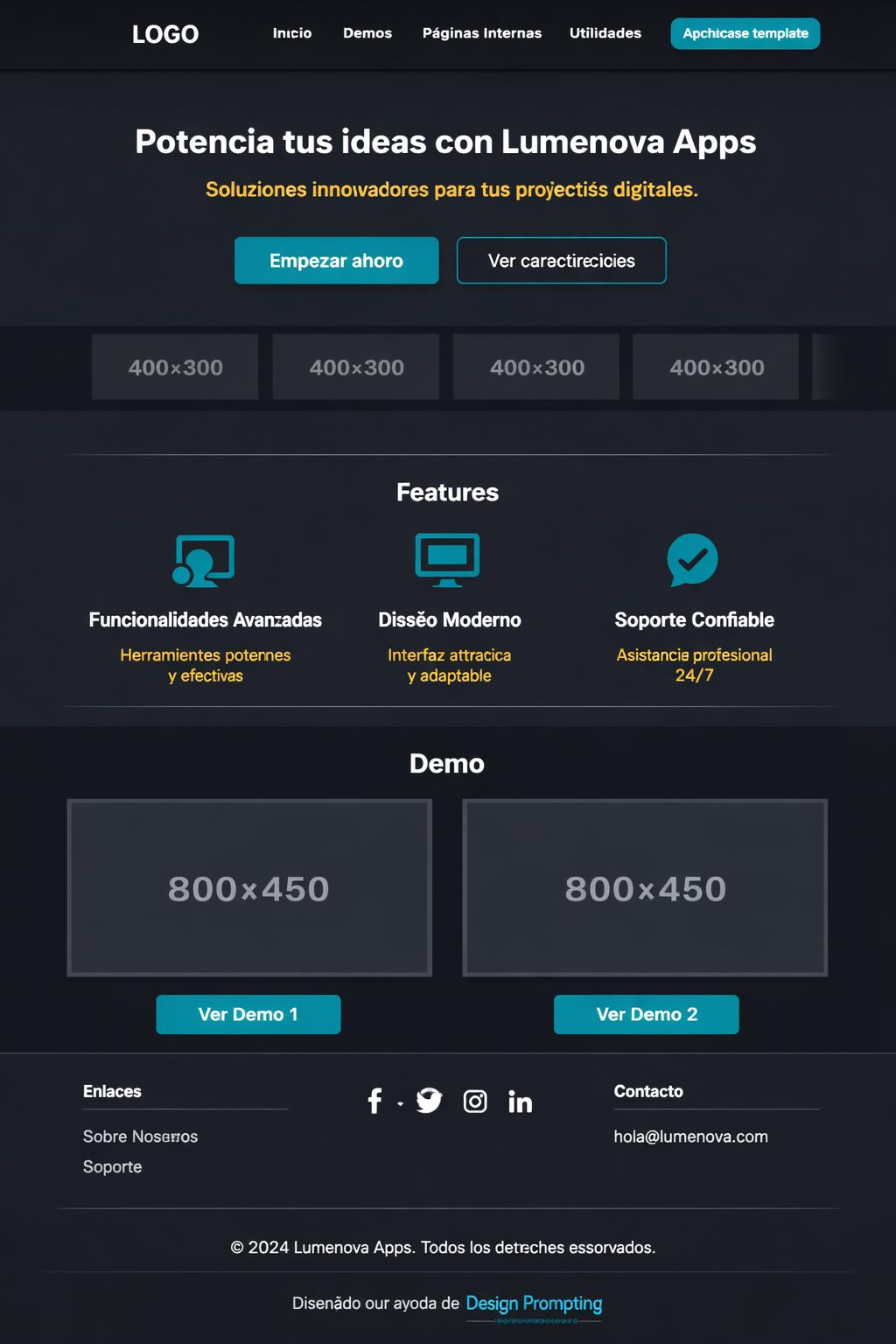 Lumenova Apps — vista previa del theme