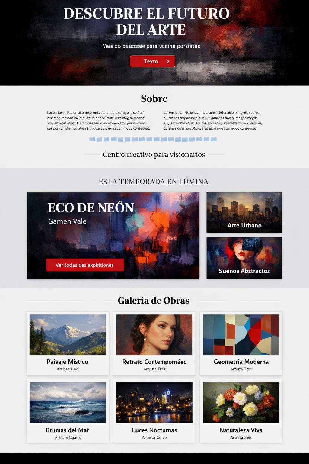 Lúmina Arte — vista previa del theme