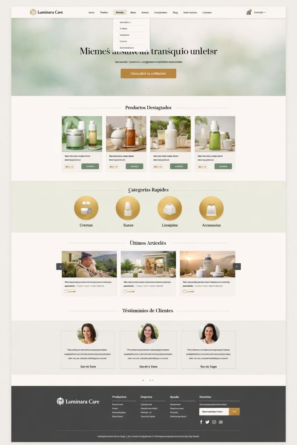 Luminara Care — vista previa del theme