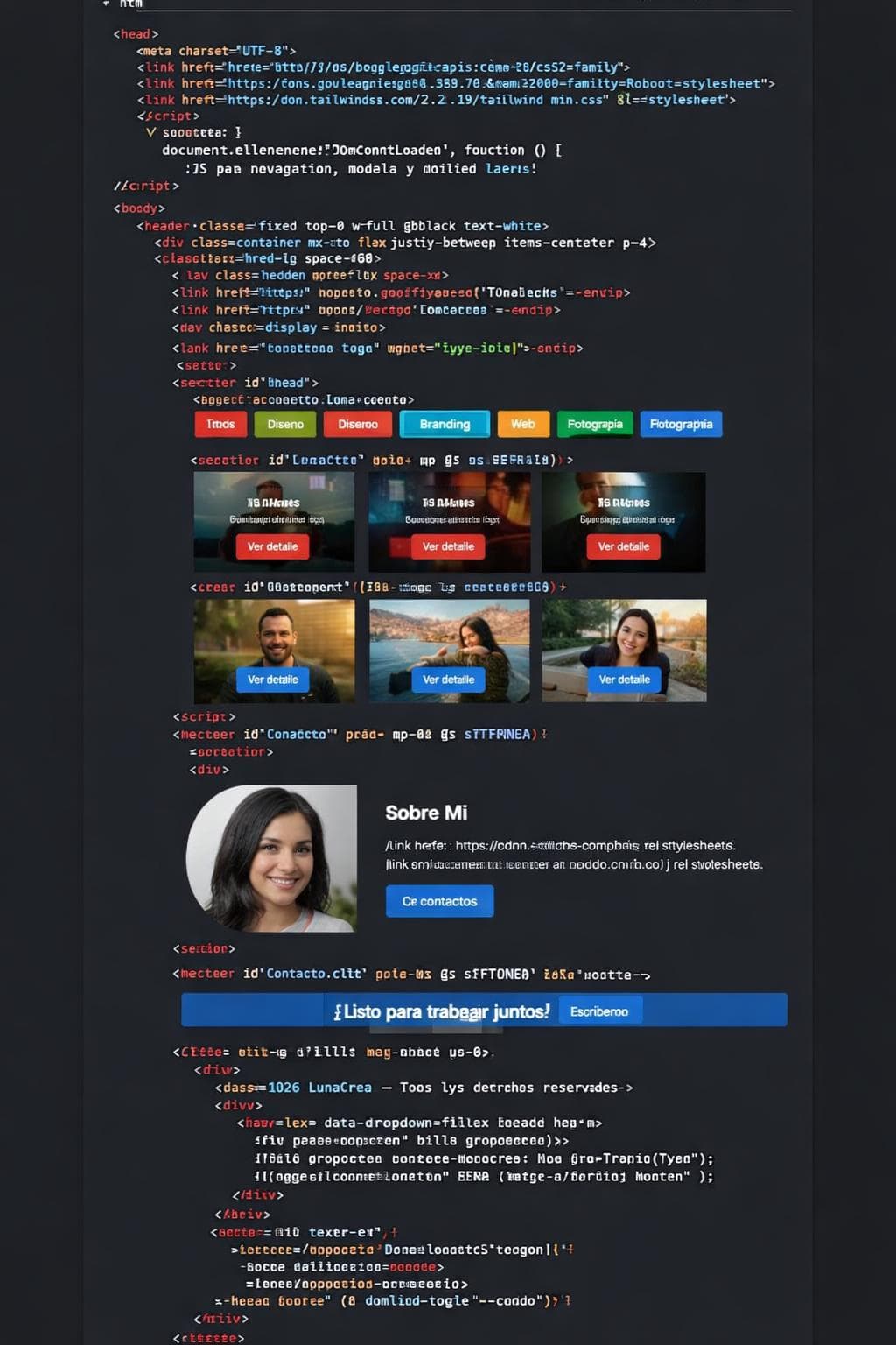 LunaCrea — vista previa del theme