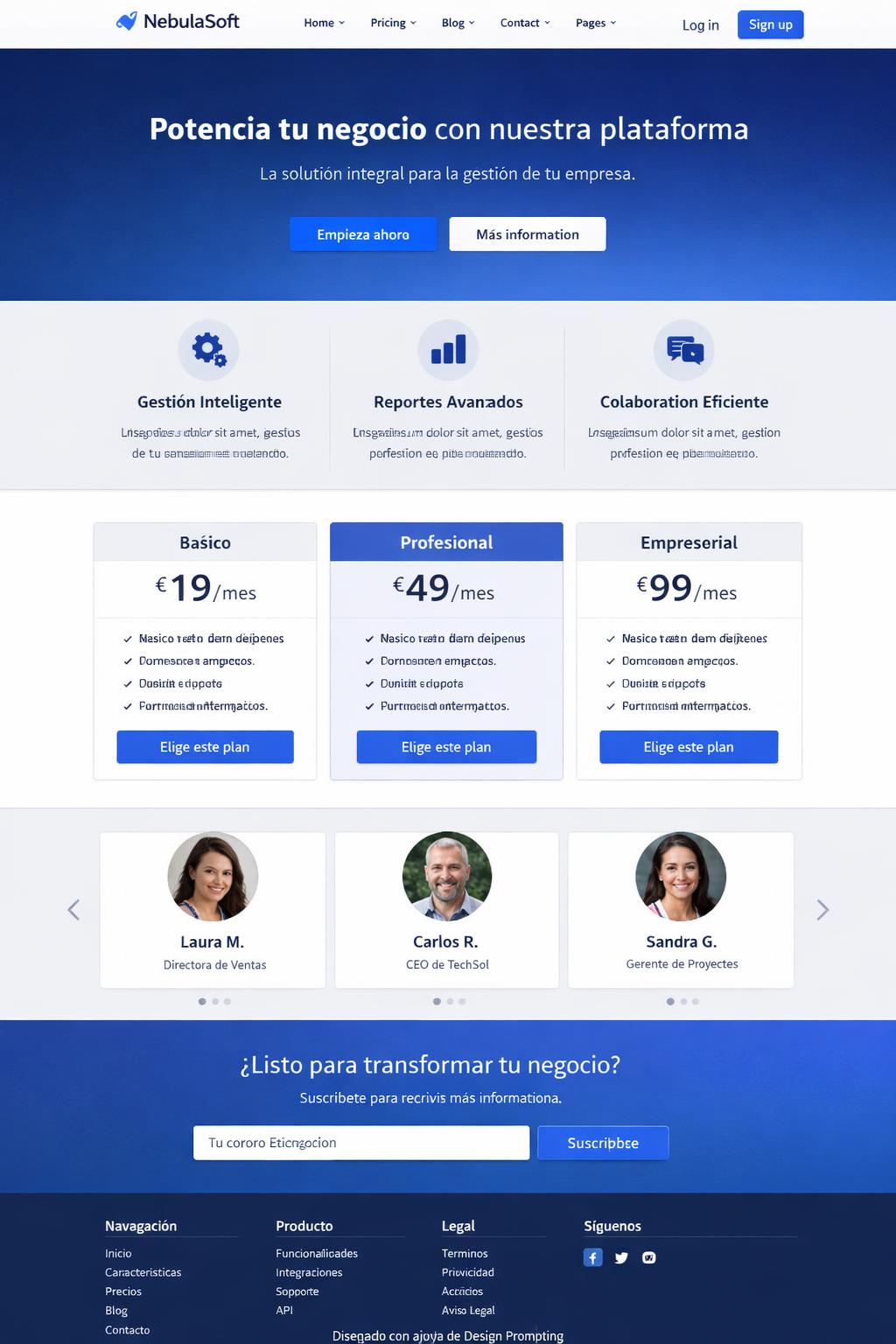 NebulaSoft — vista previa del theme
