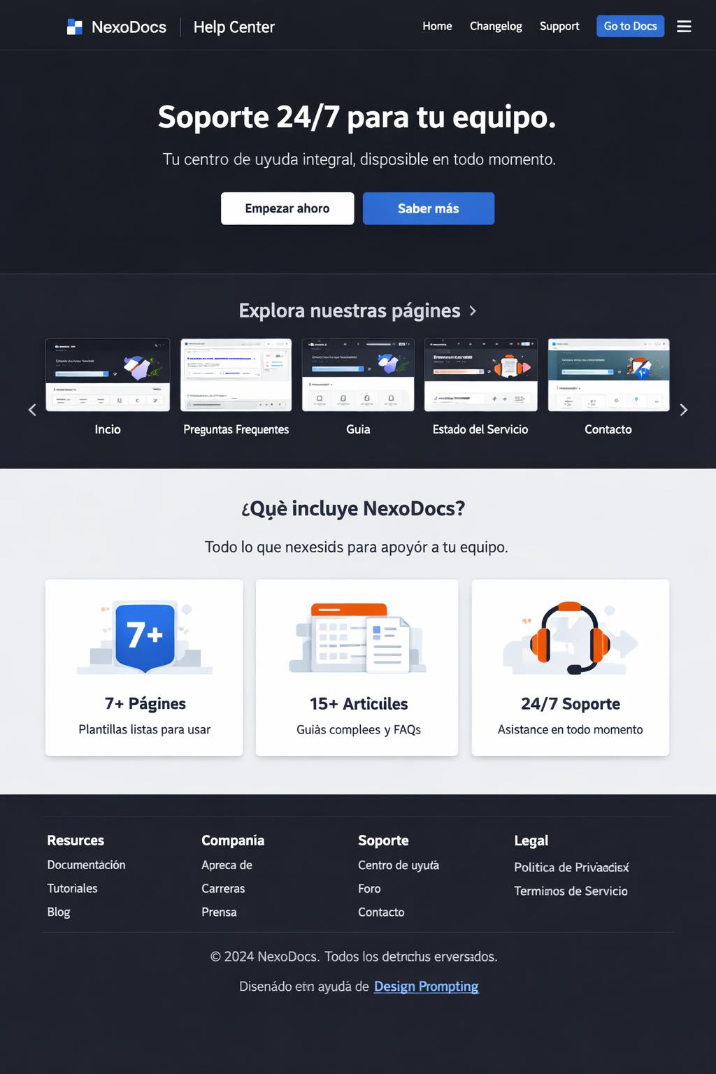 NexoDocs — vista previa del theme