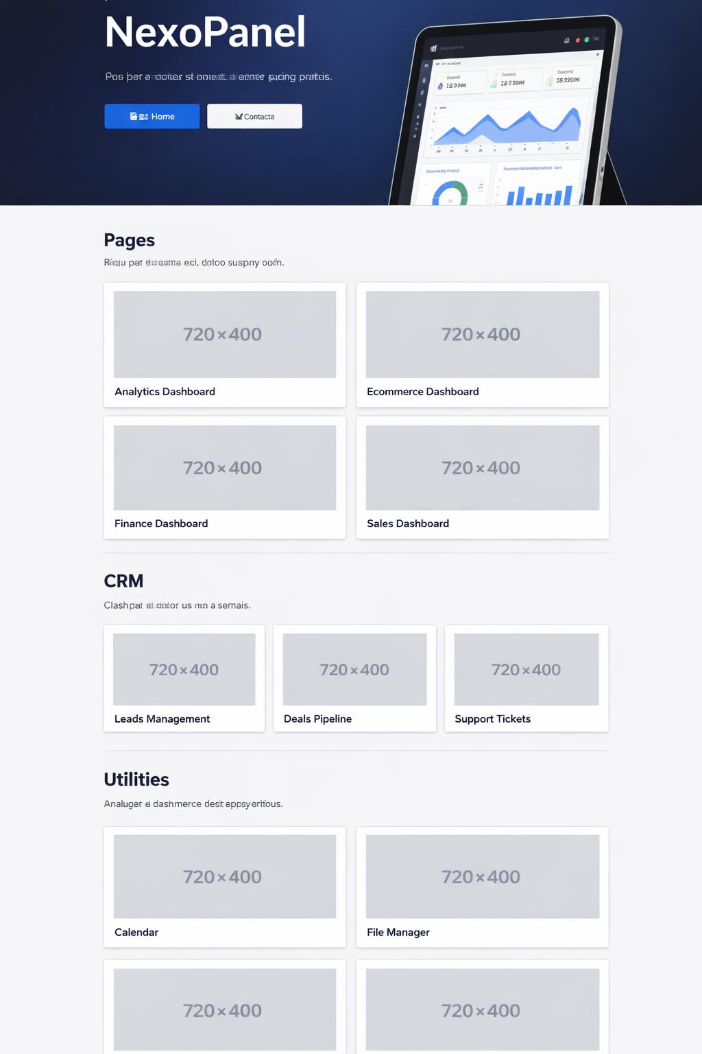 NexoPanel — vista previa del theme
