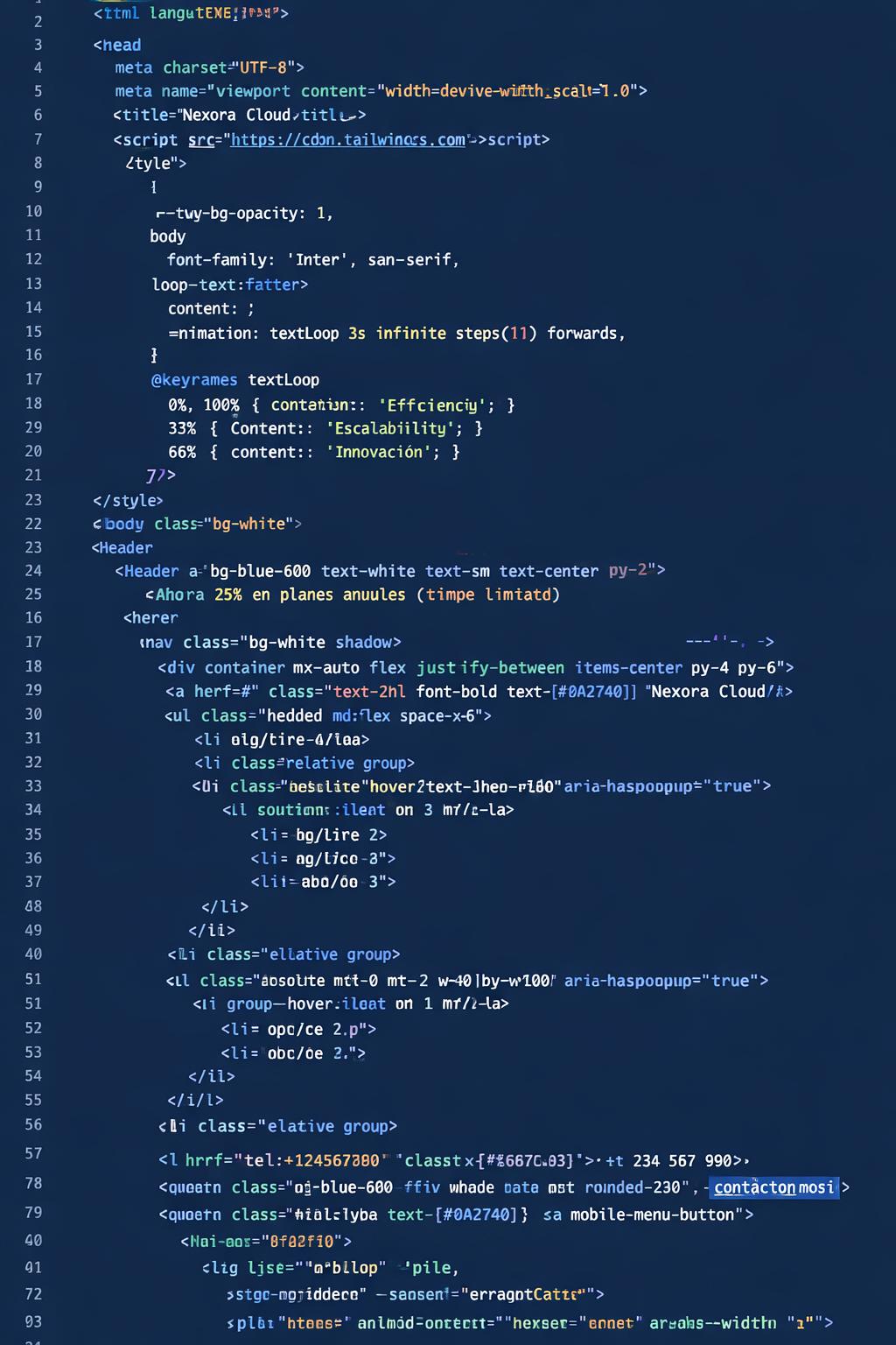 Nexora Cloud — vista previa del theme