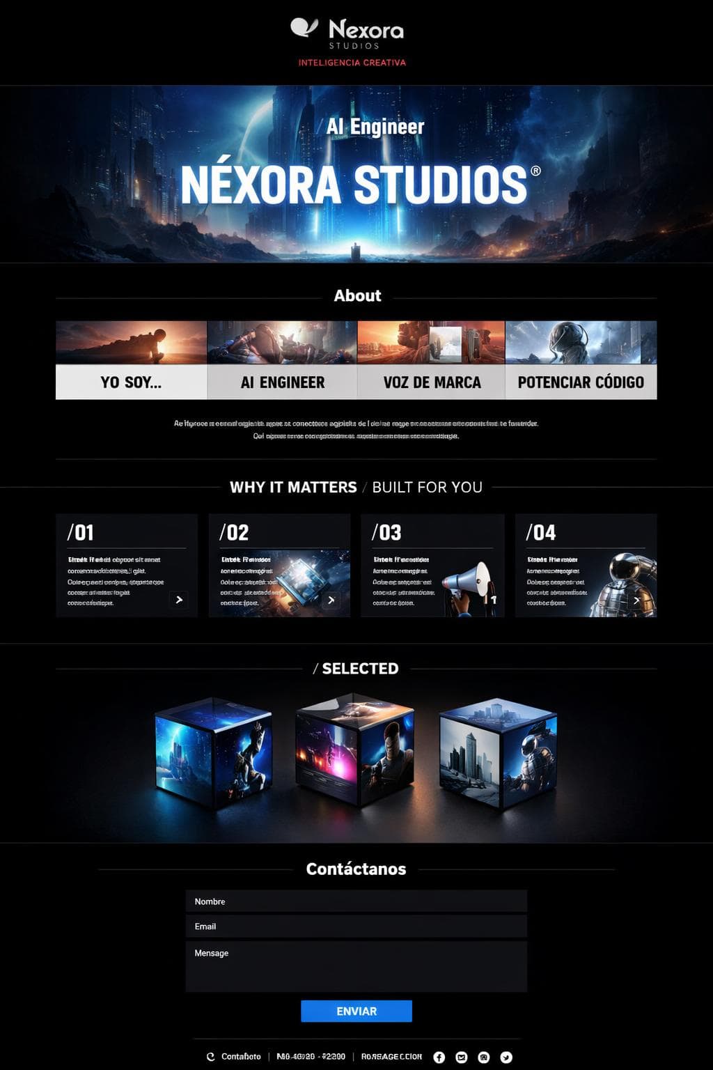 N&eacute;xora Studios &mdash; vista previa del theme