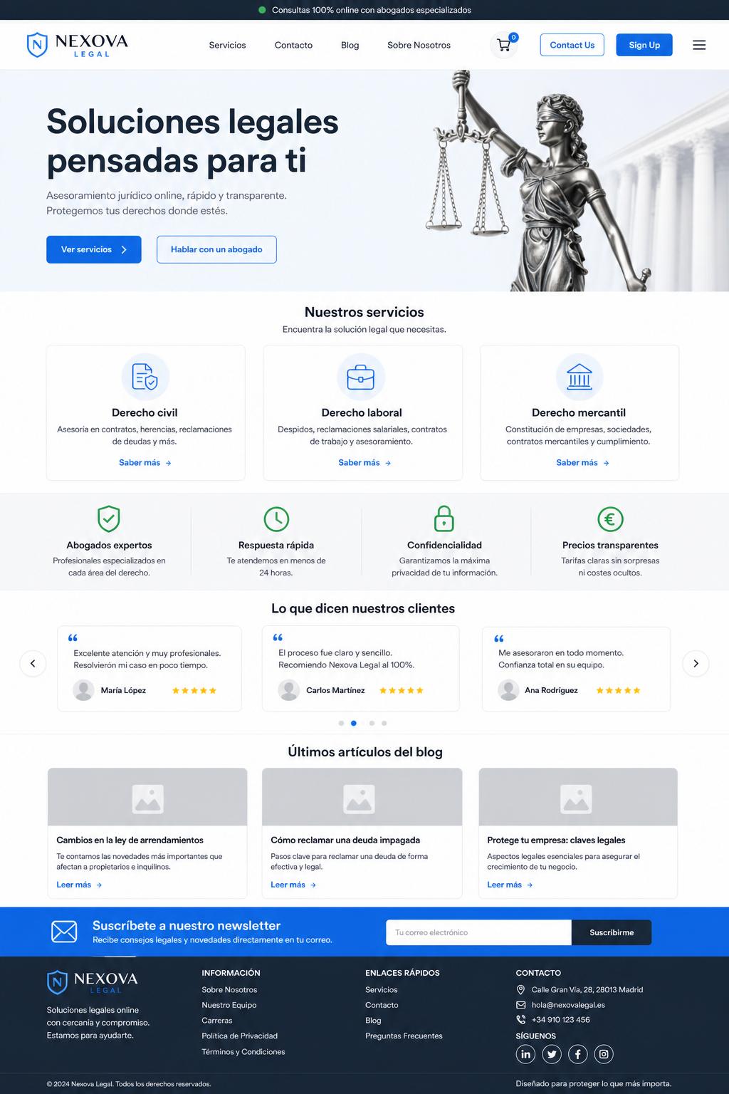 Nexova Legal — vista previa del theme